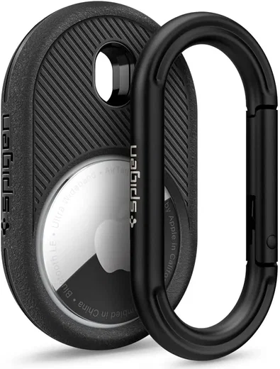 Spigen Vault AirTag Hoesje met Karabijnhaak TPU Matte Zwart afbeelding 1