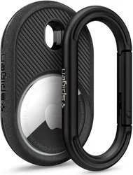 Spigen Vault AirTag Hoesje met Karabijnhaak TPU Matte Zwart afbeelding