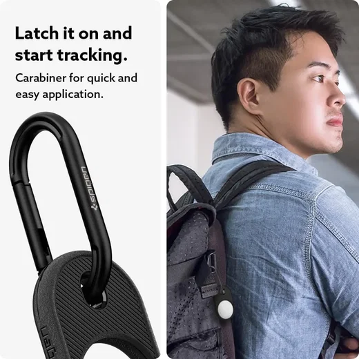 Spigen Vault AirTag Hoesje met Karabijnhaak TPU Matte Zwart afbeelding 3