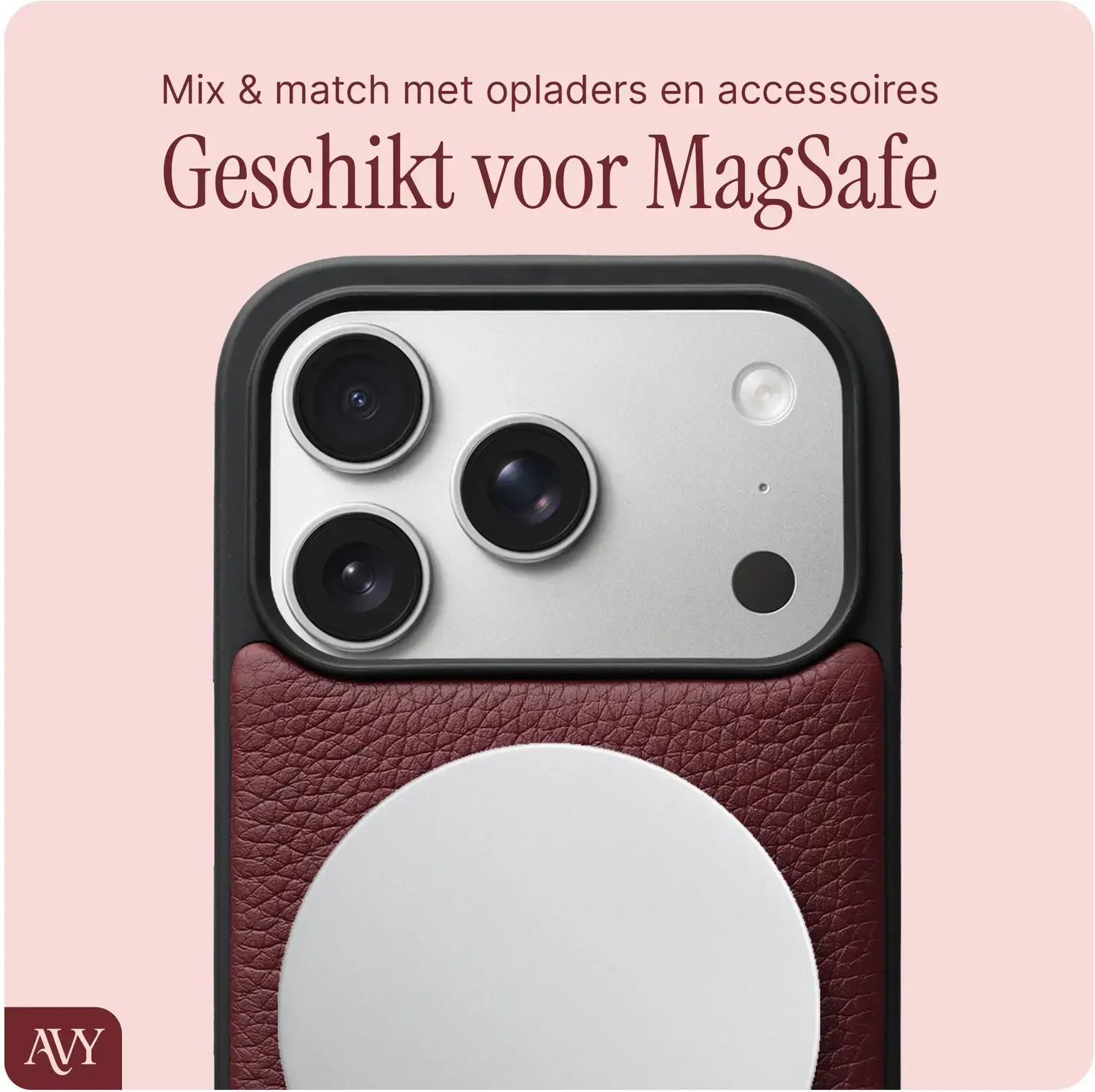 AVY Apple iPhone 18 Pro - Essential Kit - Burgundy - Long Leather afbeelding 6