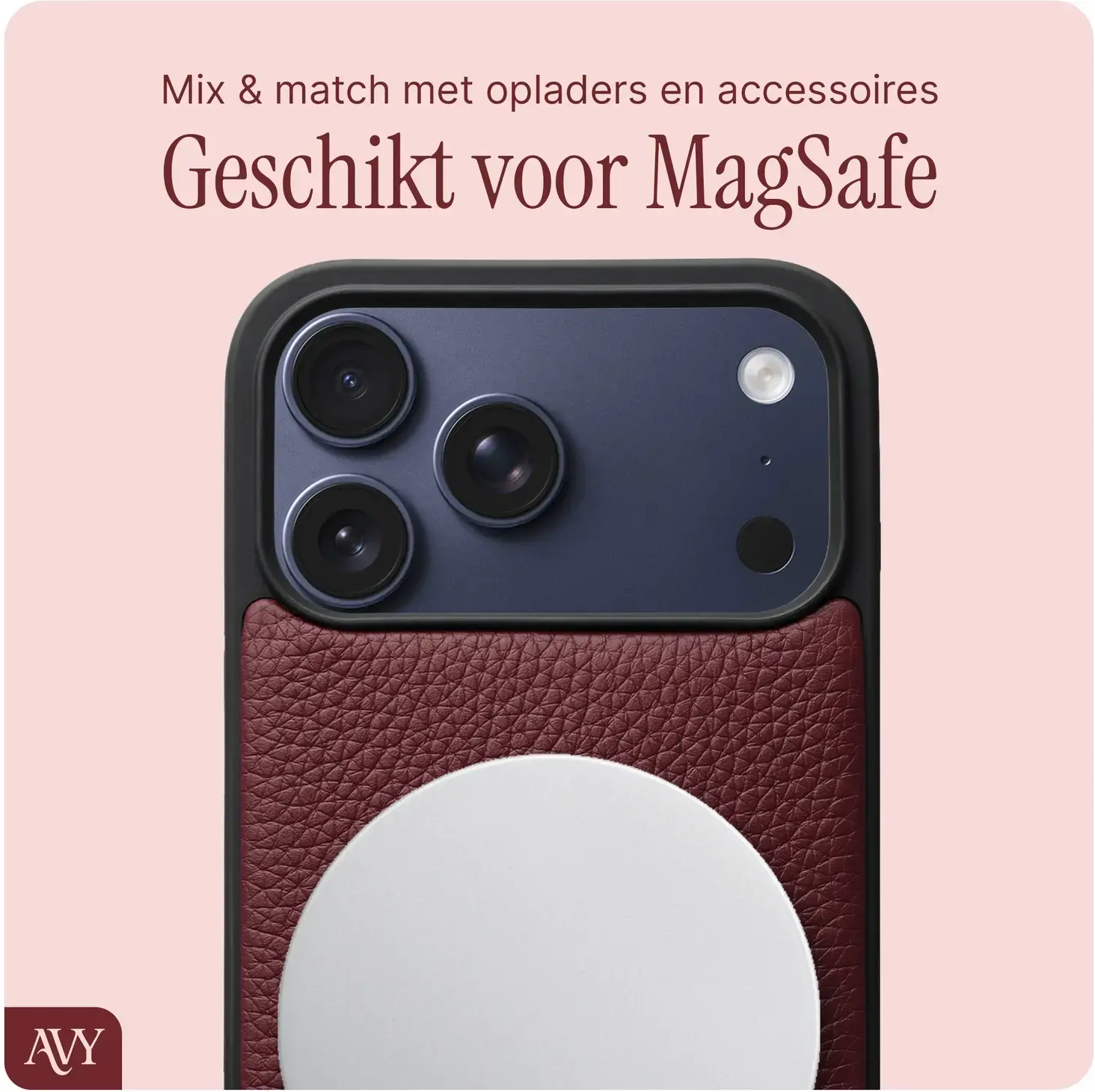 AVY Apple iPhone 18 Pro Max - Essential Kit - Burgundy - Long Leather afbeelding 6