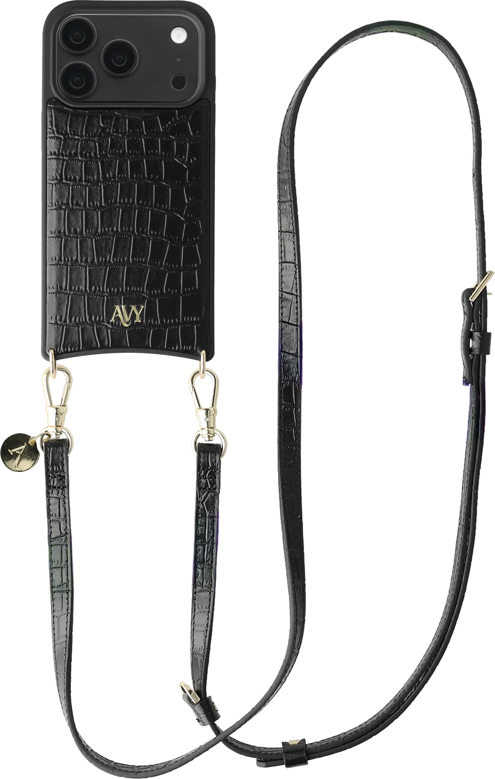 AVY Apple iPhone 18 Pro - Essential Kit - Croco Zwart - Long Leather afbeelding 1