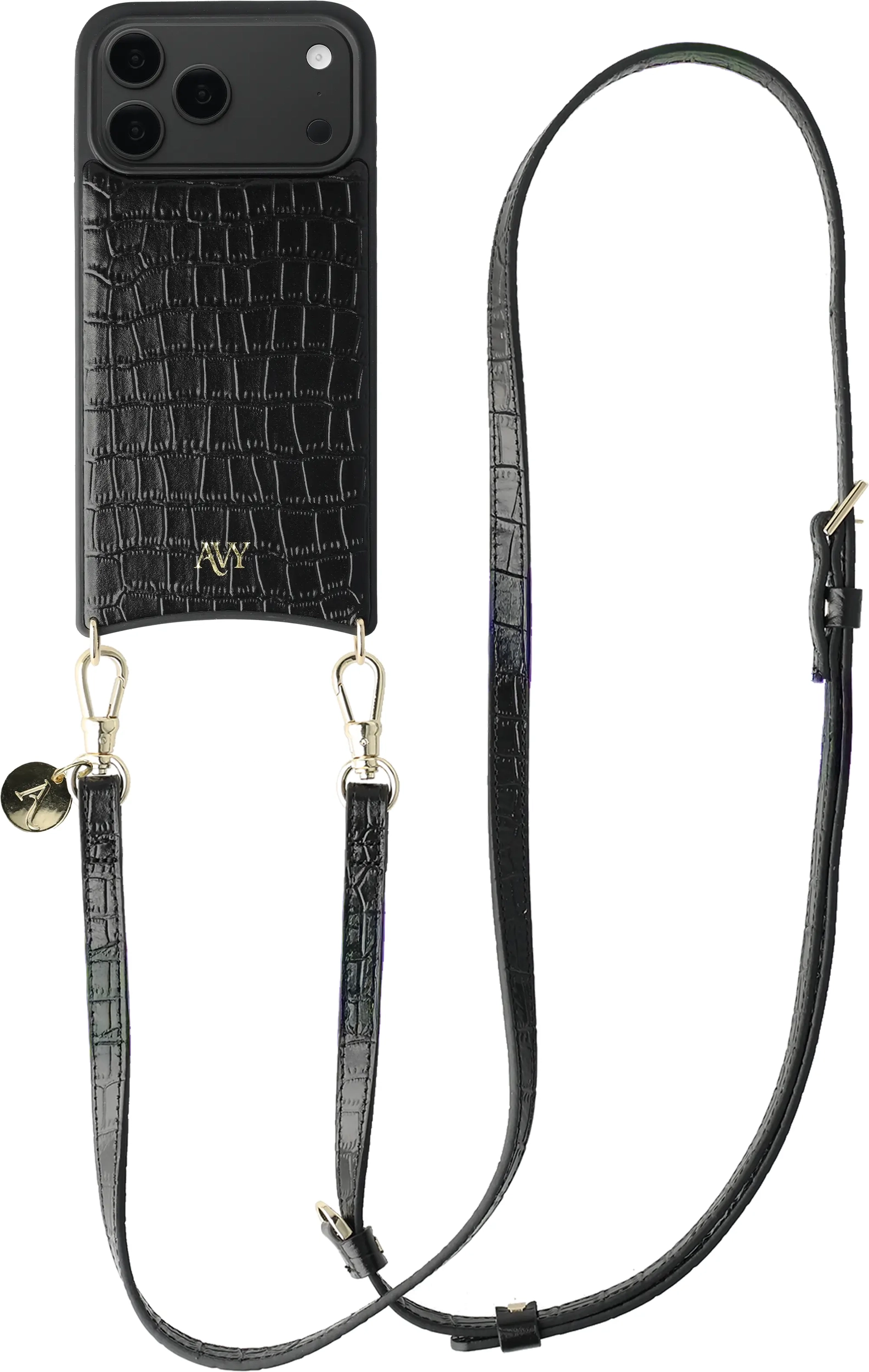AVY Apple iPhone 18 Pro Max - Essential Kit - Croco Zwart - Long Leather afbeelding 1