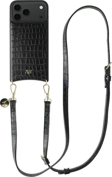AVY Apple iPhone 18 Pro Max - Essential Kit - Croco Zwart - Long Leather