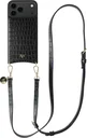AVY Apple iPhone 18 Pro Max - Essential Kit - Croco Zwart - Long Leather