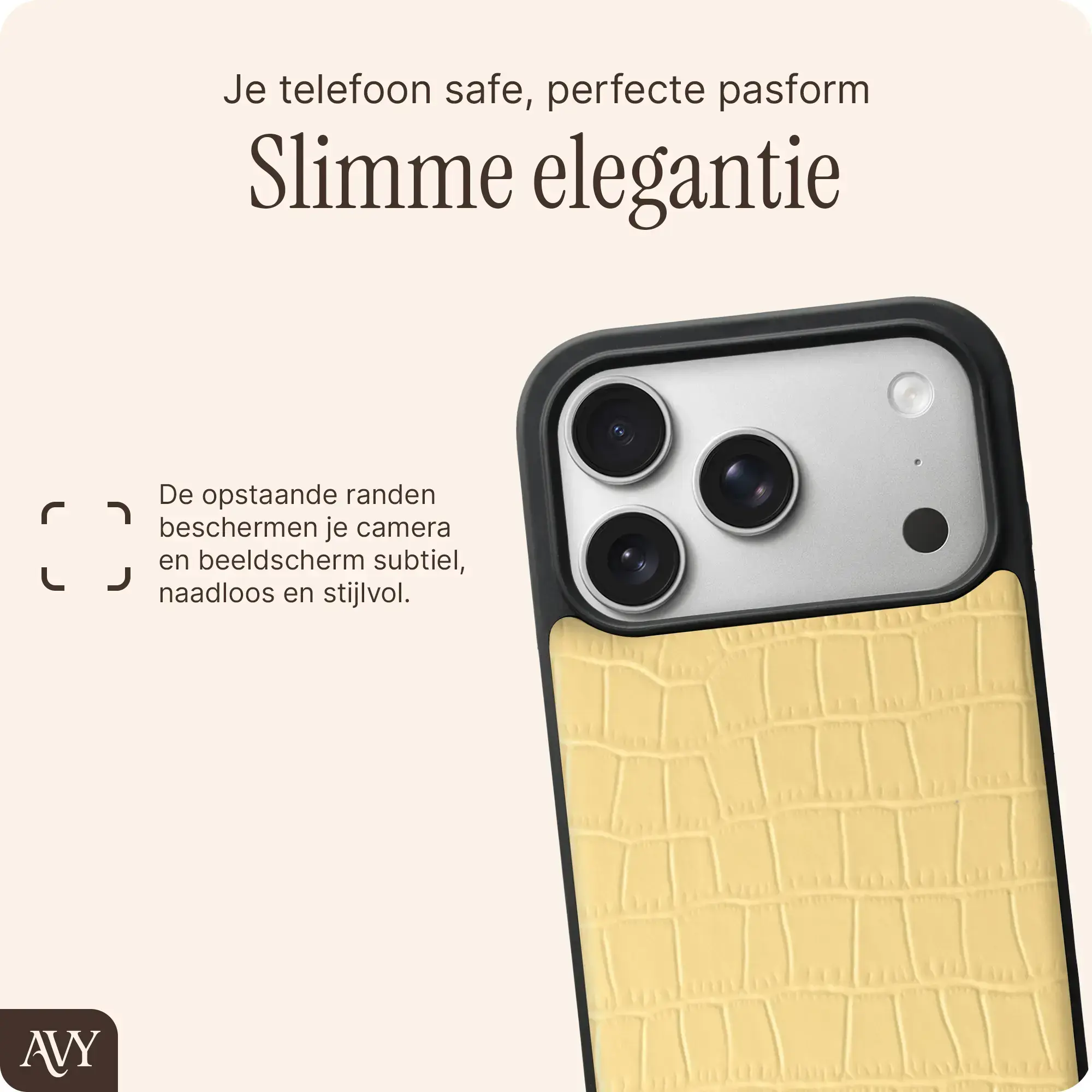 AVY Apple iPhone 18 Pro - Essential Kit - Croco Geel - Long Leather afbeelding 12