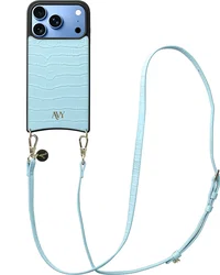 AVY Apple  iPhone 18 Pro - Essential Kit - Croco Blauw - Long Leather afbeelding