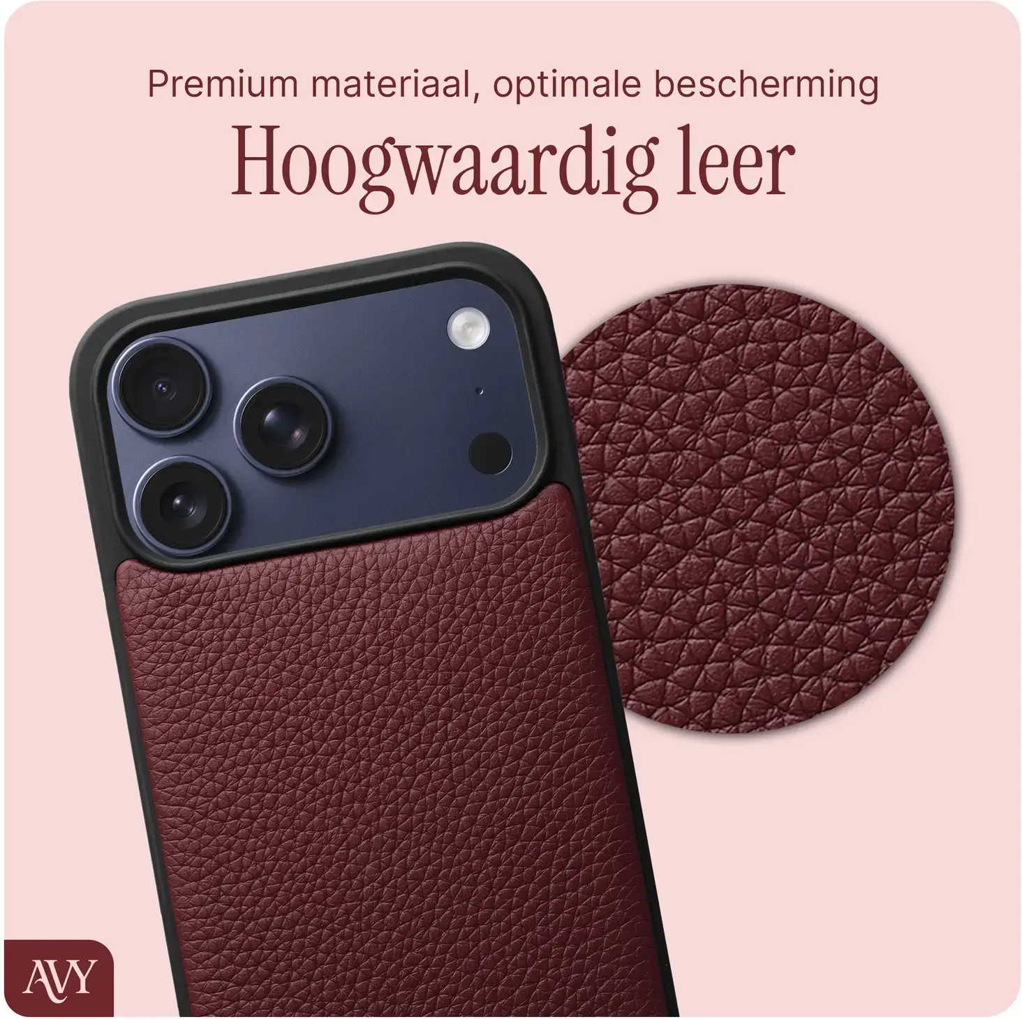 AVY Apple iPhone 18 Pro Max - Styled Kit - Burgundy - Long Leather afbeelding 7