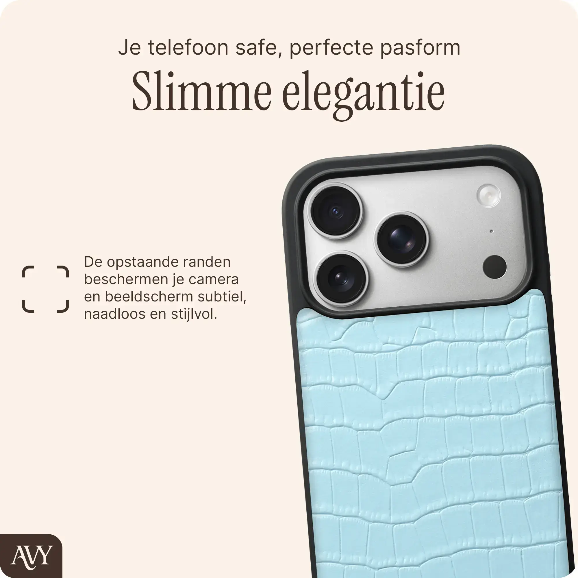 AVY Apple iPhone 18 Pro - Styled Kit - Croco Blauw - Long Leather afbeelding 9
