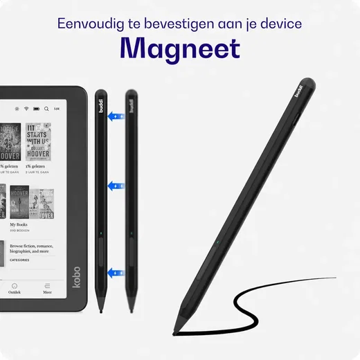 Buddi Aide 2 Stylus Pen voor Kobo met gum- en markeerfunctie Zwart afbeelding 6