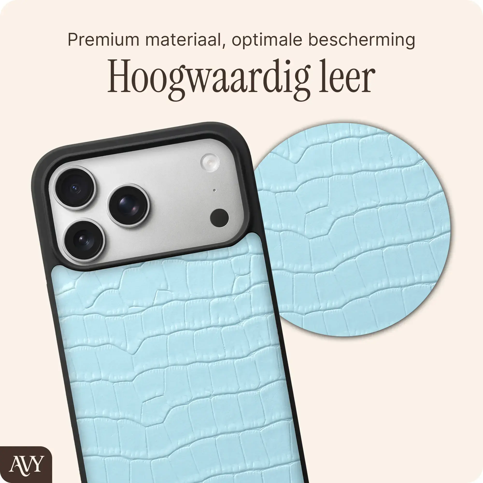 AVY Apple iPhone 18 Pro Max - Styled Kit - Croco Blauw - Long Leather afbeelding 7