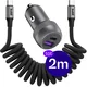 Buddi Power 89W USB-A / USB-C Autolader met USB-C naar USB-C Krulsnoer 2M afbeelding 1
