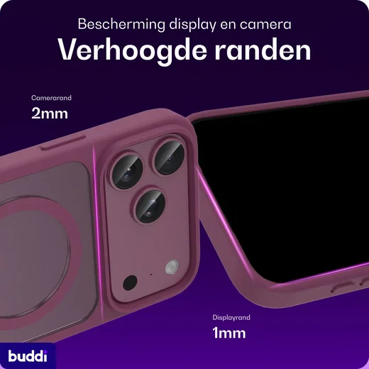Buddi Frost Apple iPhone 17 Pro Max Hoesje MagSafe Back Cover Matte Cherry afbeelding 4