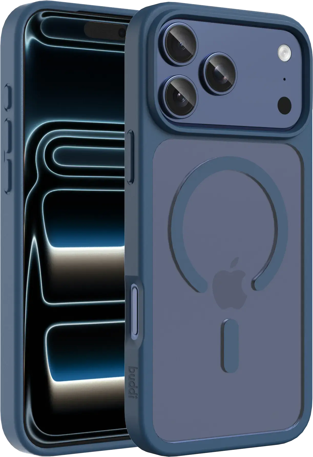Buddi Frost Apple iPhone 17 Pro Max Hoesje MagSafe Back Cover Matte Donker Blauw afbeelding 1