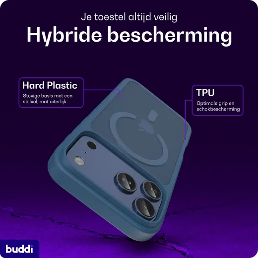 Buddi Frost Apple iPhone 17 Pro Max Hoesje MagSafe Back Cover Matte Donker Blauw afbeelding 2
