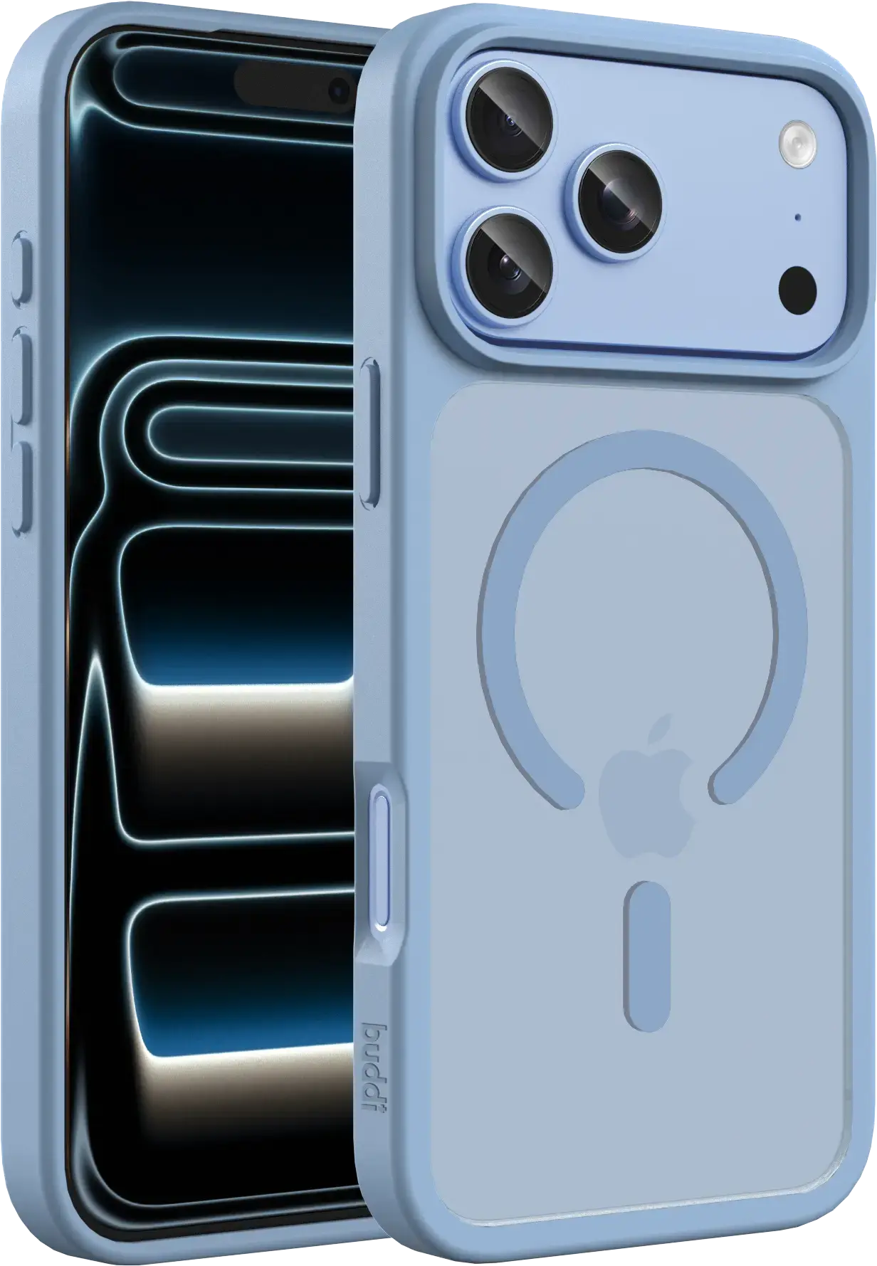 Buddi Frost Apple iPhone 17 Pro Max Hoesje MagSafe Back Cover Matte Licht Blauw afbeelding 1