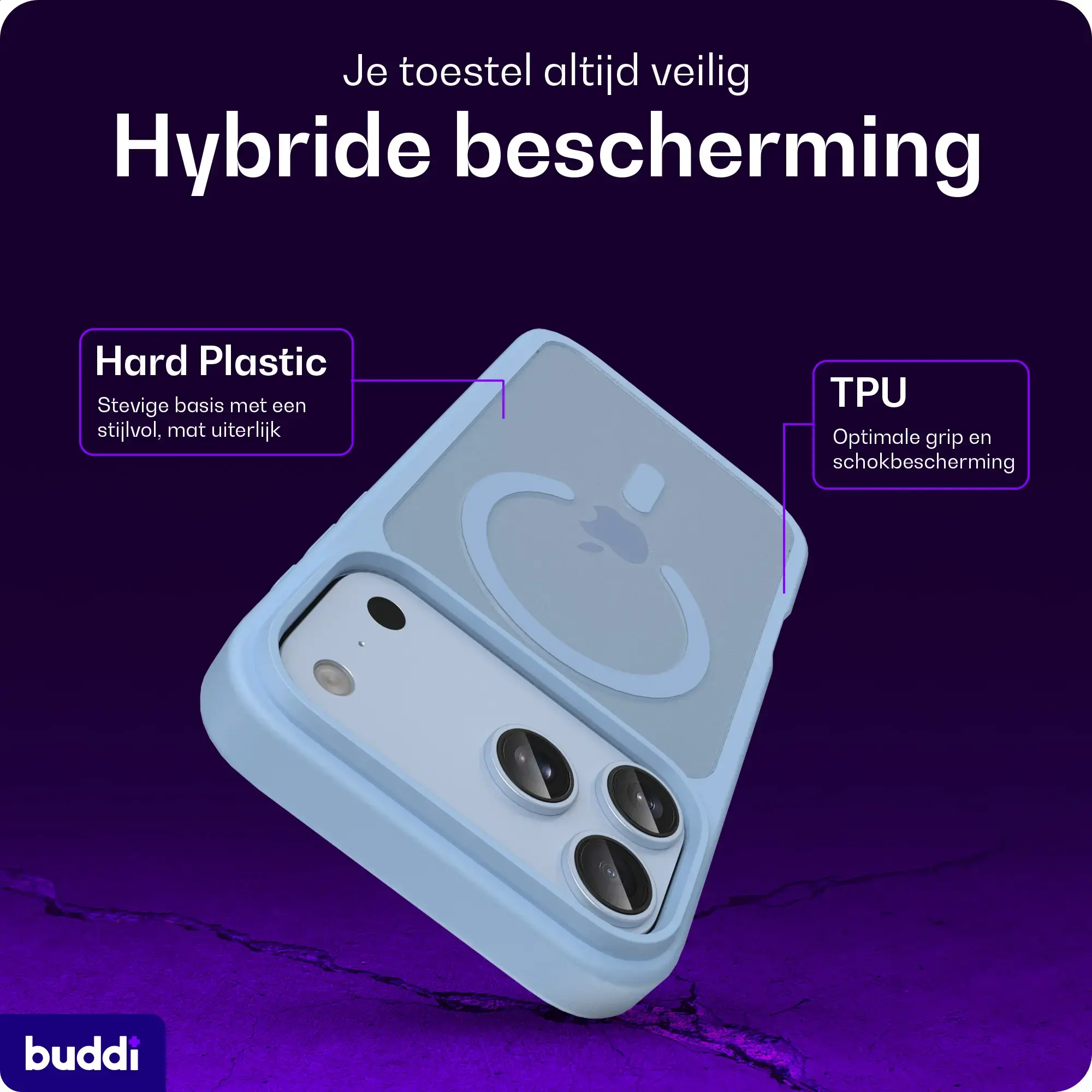 Buddi Frost Apple iPhone 17 Pro Max Hoesje MagSafe Back Cover Matte Licht Blauw afbeelding 2