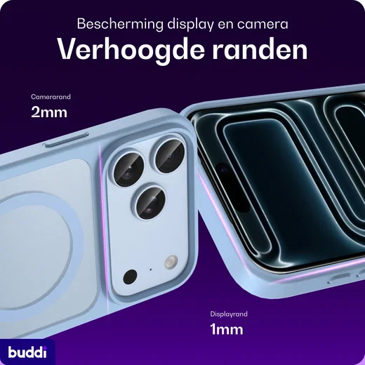 Buddi Frost Apple iPhone 17 Pro Max Hoesje MagSafe Back Cover Matte Licht Blauw afbeelding 4