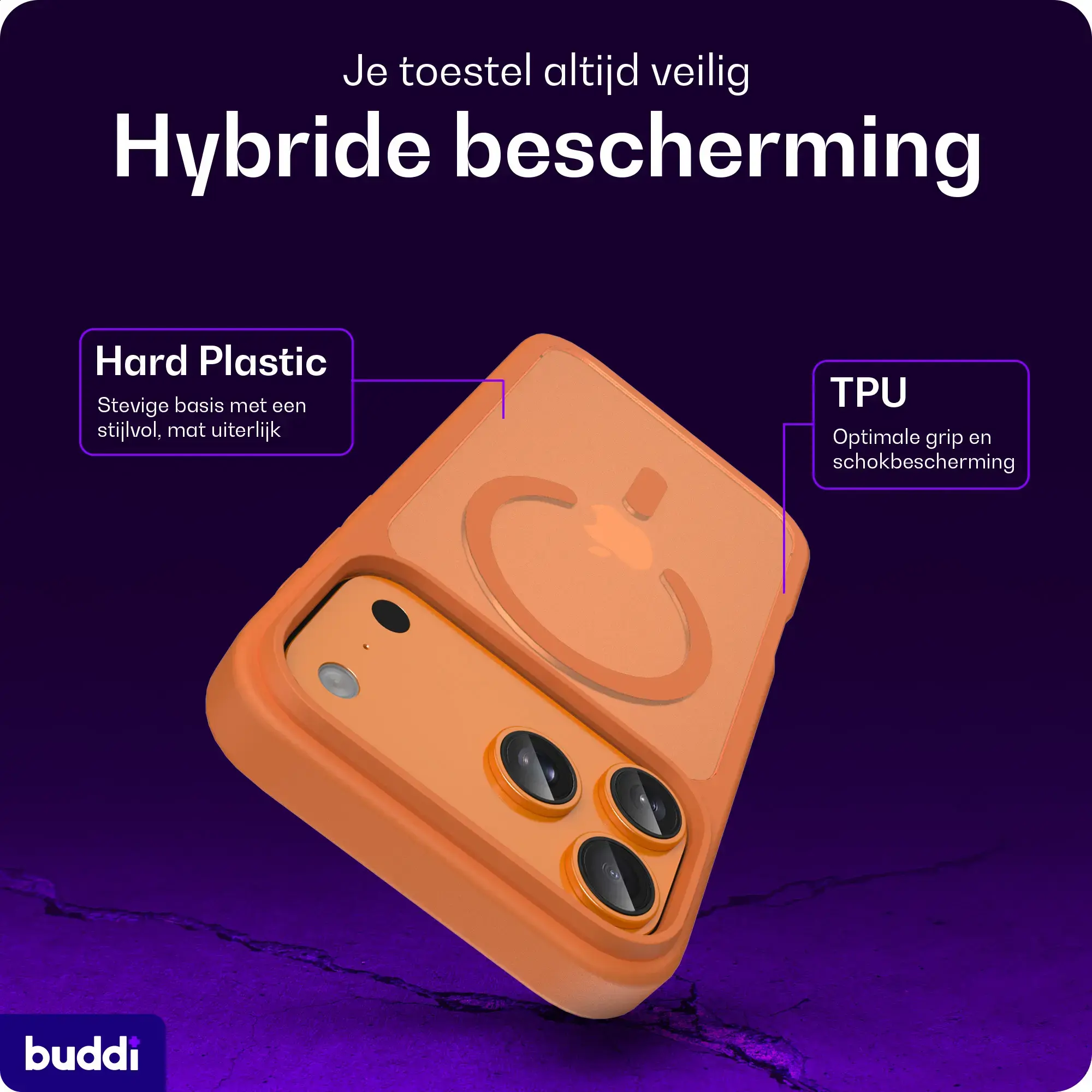 Buddi Frost Apple iPhone 17 Pro Max Hoesje MagSafe Back Cover Matte Oranje afbeelding 2