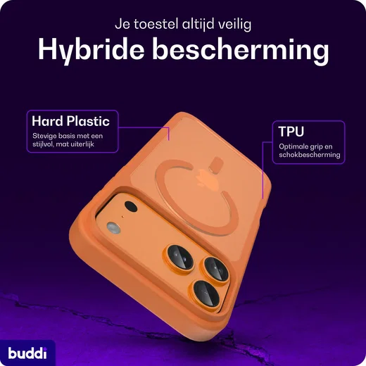 Buddi Frost Apple iPhone 17 Pro Max Hoesje MagSafe Back Cover Matte Oranje afbeelding 2