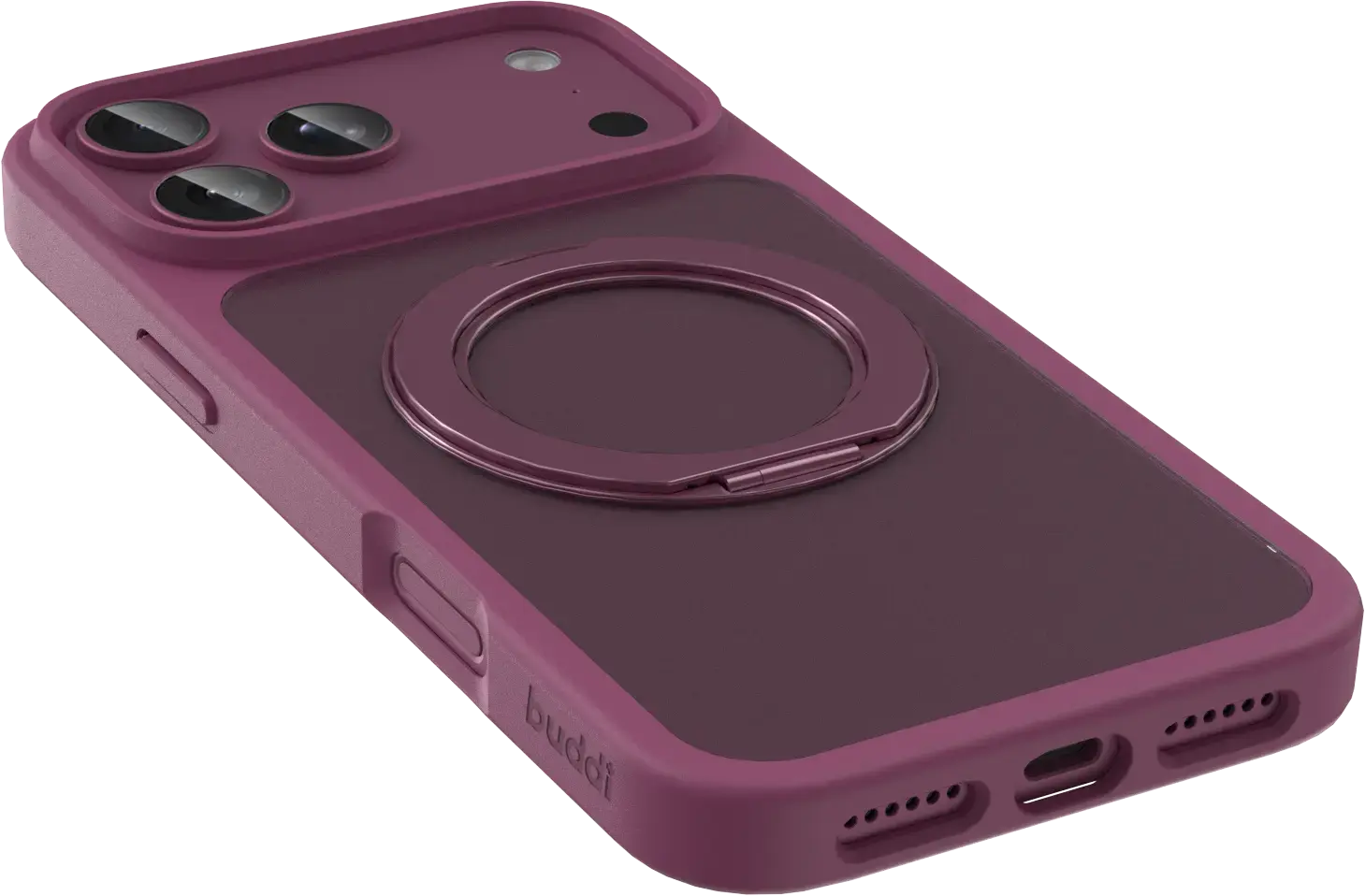Buddi Frost Apple iPhone 17 Pro Max Hoesje MagSafe Ring Stand Matte Cherry afbeelding 6