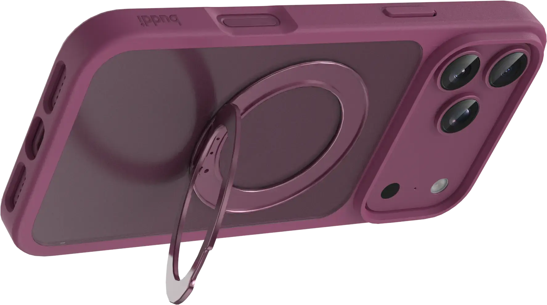 Buddi Frost Apple iPhone 17 Pro Max Hoesje MagSafe Ring Stand Matte Cherry afbeelding 8