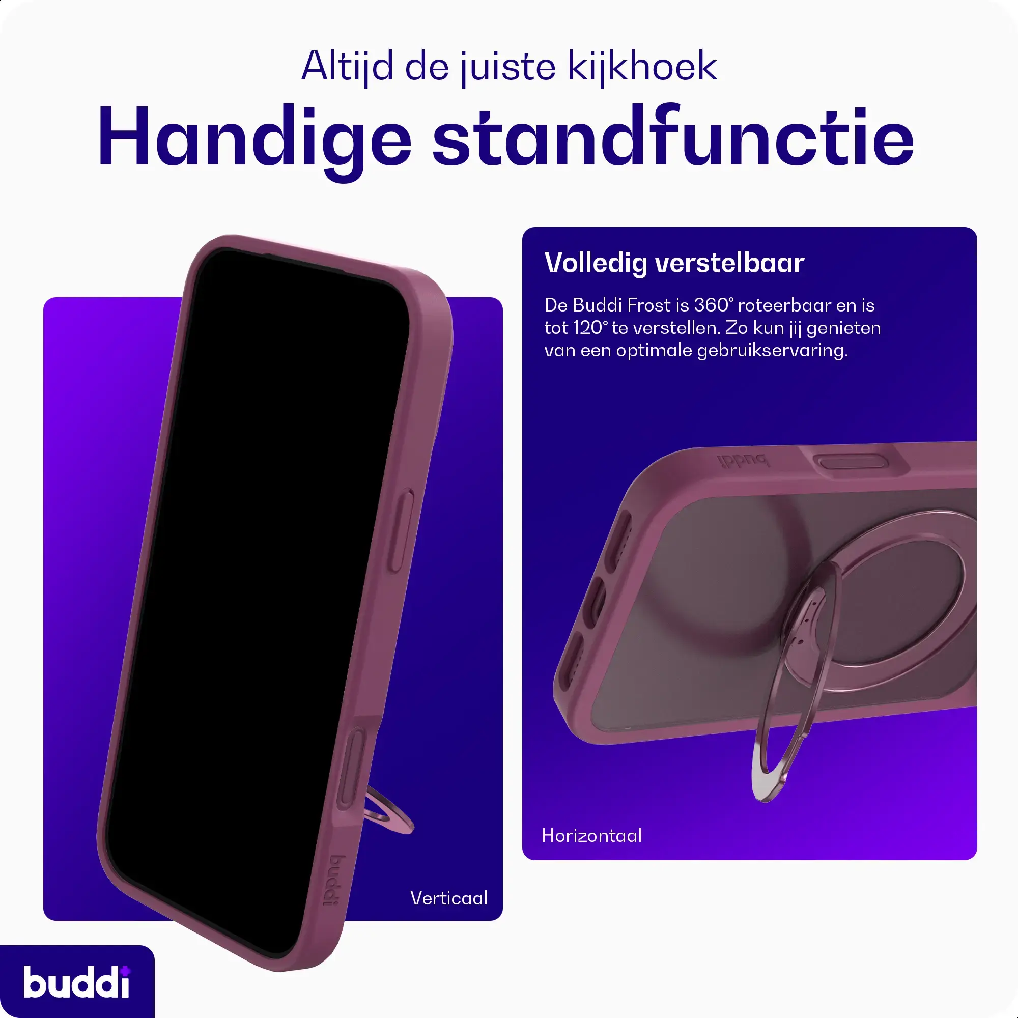 Buddi Frost Apple iPhone 17 Pro Max Hoesje MagSafe Ring Stand Matte Cherry afbeelding 2