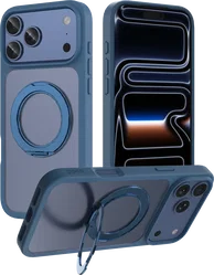 Buddi Frost Apple iPhone 17 Pro Max Hoesje MagSafe Ring Stand Matte Donker Blauw afbeelding