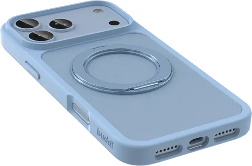 Buddi Frost Apple iPhone 17 Pro Max Hoesje MagSafe Ring Stand Matte Licht Blauw afbeelding 7
