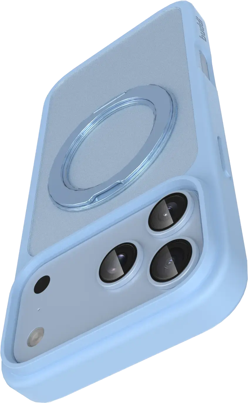 Buddi Frost Apple iPhone 17 Pro Max Hoesje MagSafe Ring Stand Matte Licht Blauw afbeelding 9
