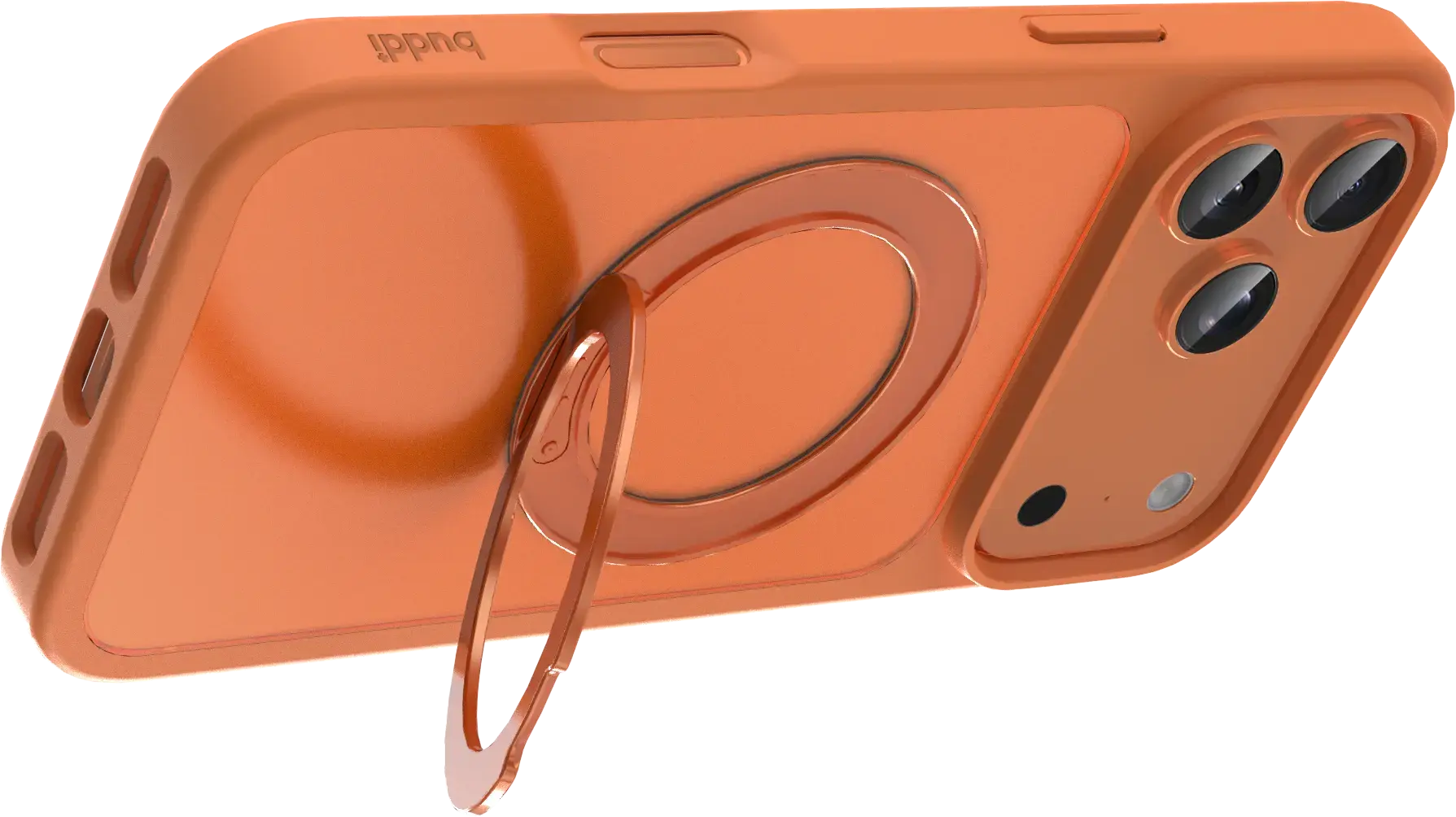 Buddi Frost Apple iPhone 17 Pro Max Hoesje MagSafe Ring Stand Matte Oranje afbeelding 8