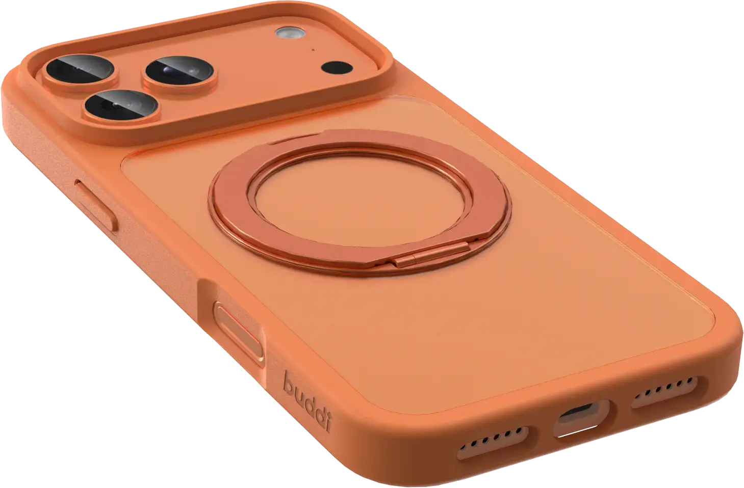 Buddi Frost Apple iPhone 17 Pro Max Hoesje MagSafe Ring Stand Matte Oranje afbeelding 6