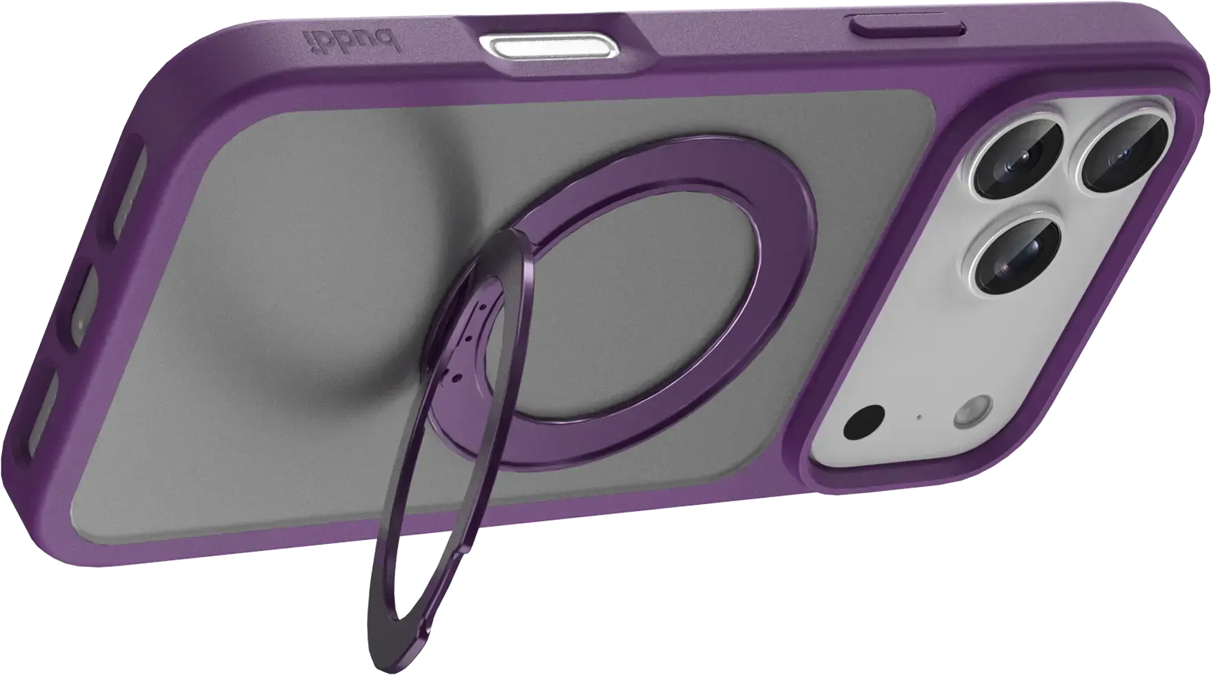 Buddi Frost Apple iPhone 17 Pro Max Hoesje MagSafe Ring Stand Matte Paars afbeelding 8