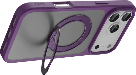 Buddi Frost Apple iPhone 17 Pro Max Hoesje MagSafe Ring Stand Matte Paars afbeelding 8