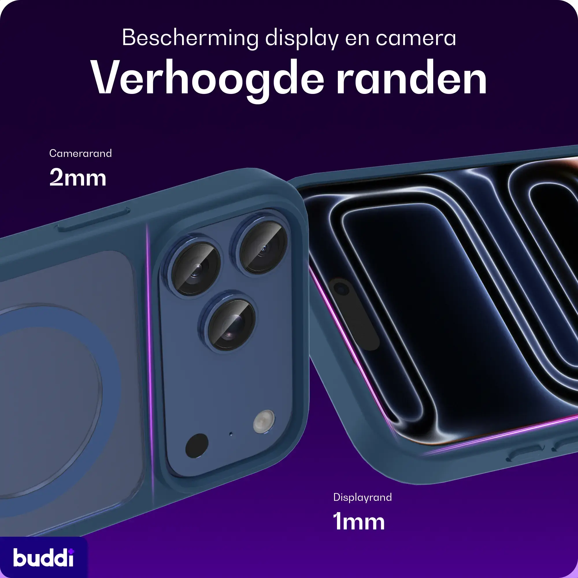 Buddi Frost Apple iPhone 17 Pro Hoesje MagSafe Back Cover Matte Donker Blauw afbeelding 4