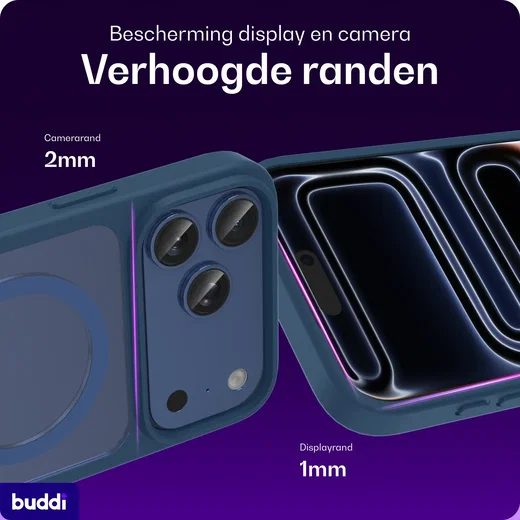 Buddi Frost Apple iPhone 17 Pro Hoesje MagSafe Back Cover Matte Donker Blauw afbeelding 4