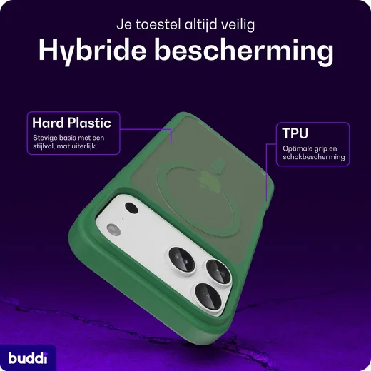 Buddi Frost Apple iPhone 17 Pro Hoesje MagSafe Back Cover Matte Groen afbeelding 2