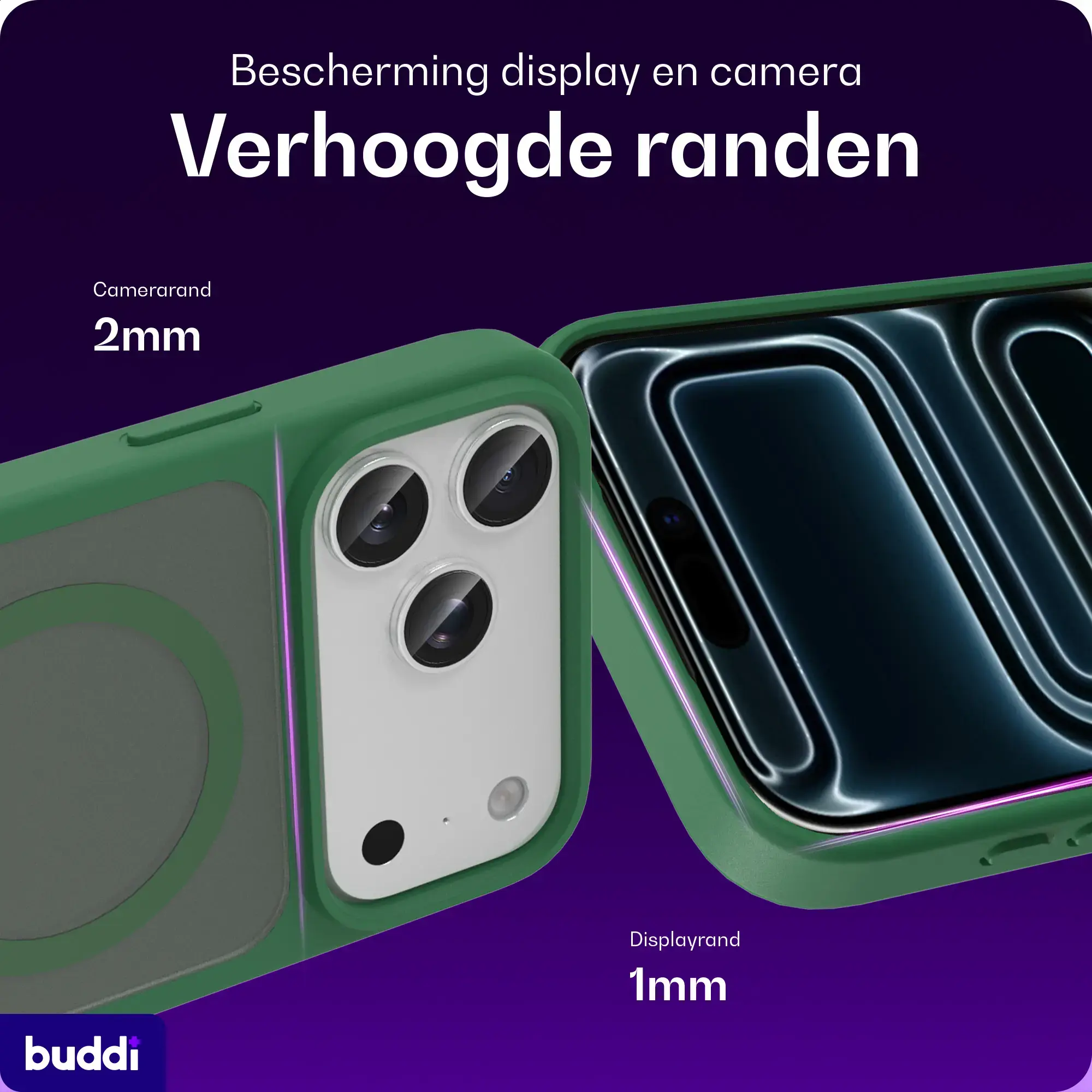 Buddi Frost Apple iPhone 17 Pro Hoesje MagSafe Back Cover Matte Groen afbeelding 4