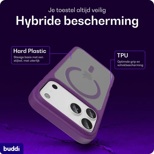 Buddi Frost Apple iPhone 17 Pro Hoesje MagSafe Back Cover Matte Paars afbeelding 2