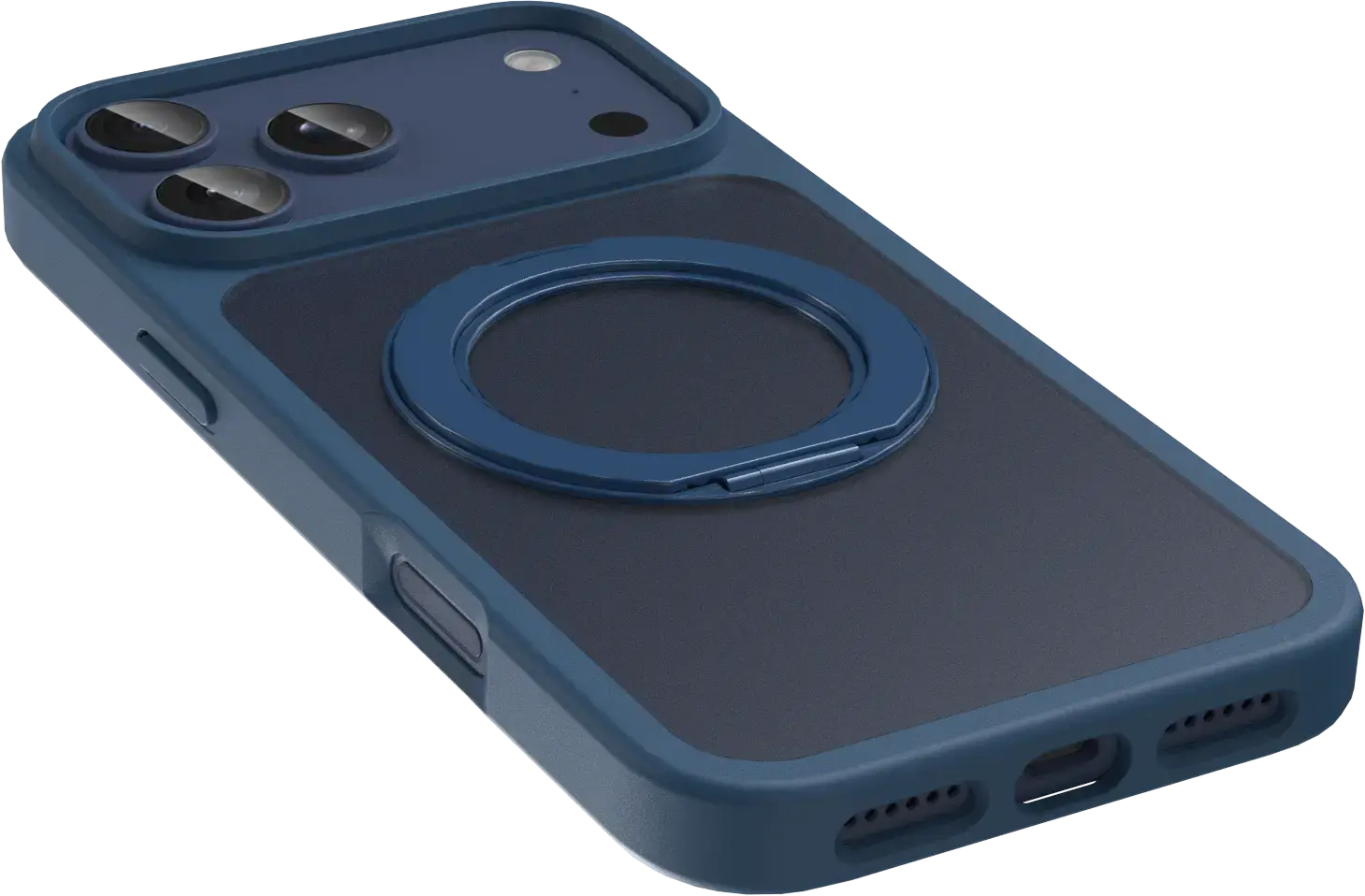 Buddi Frost Apple iPhone 17 Pro Hoesje MagSafe Ring Stand Matte Donker Blauw afbeelding 7