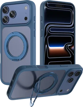 Buddi Frost Apple iPhone 17 Pro Hoesje MagSafe Ring Stand Matte Donker Blauw