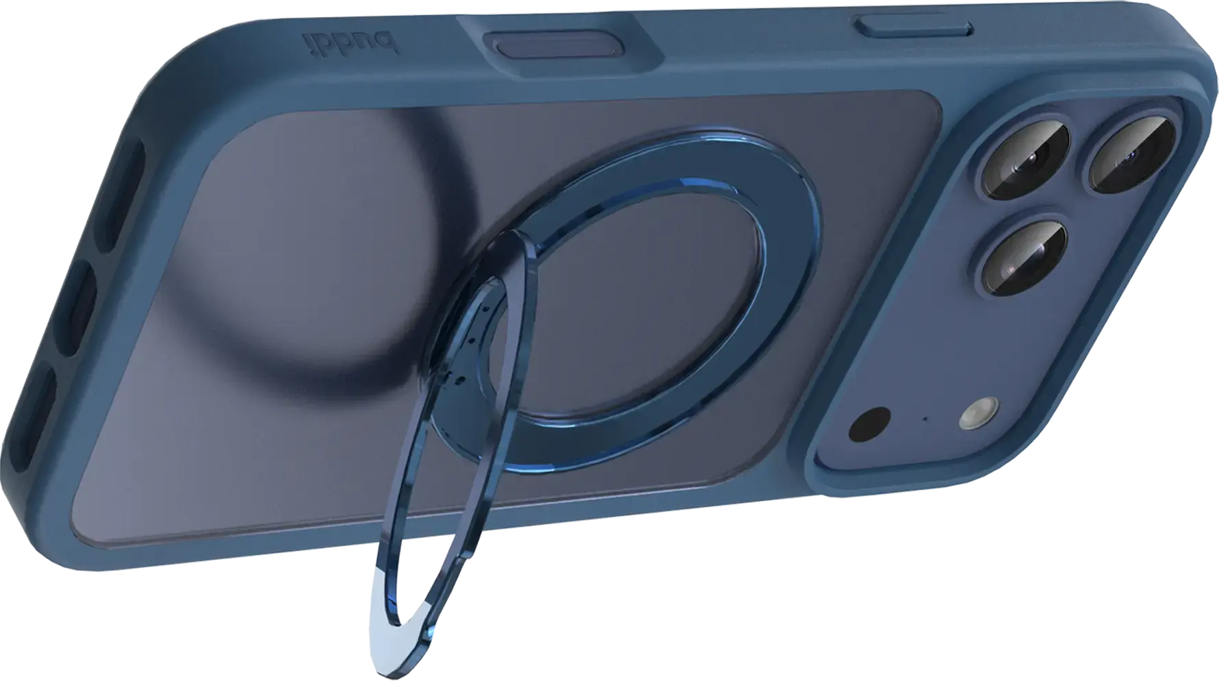 Buddi Frost Apple iPhone 17 Pro Hoesje MagSafe Ring Stand Matte Donker Blauw afbeelding 9