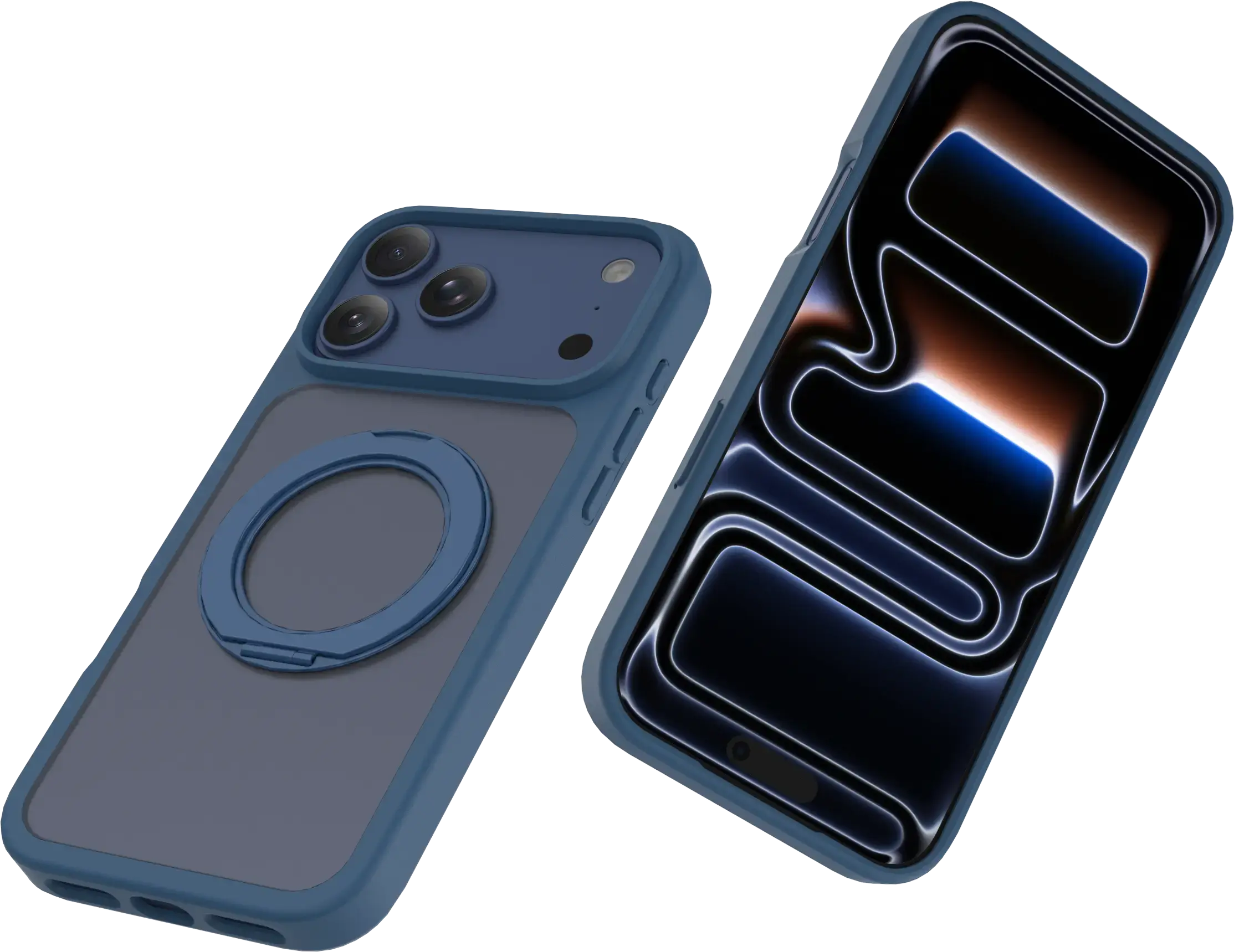 Buddi Frost Apple iPhone 17 Pro Hoesje MagSafe Ring Stand Matte Donker Blauw afbeelding 11