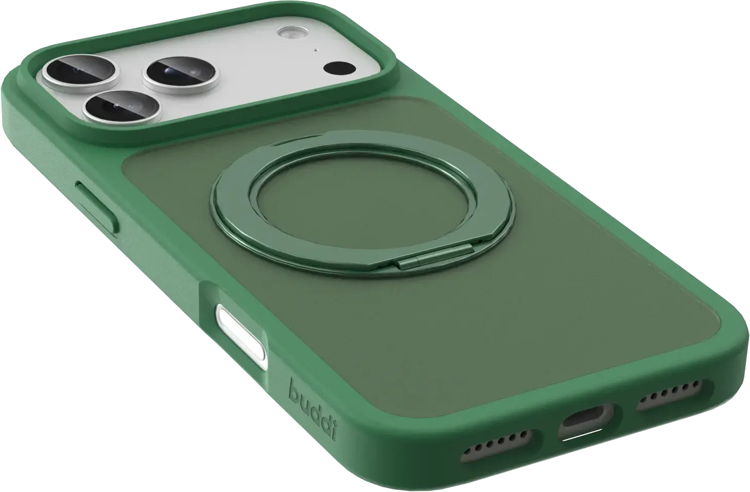 Buddi Frost Apple iPhone 17 Pro Hoesje MagSafe Ring Stand Matte Groen afbeelding 6