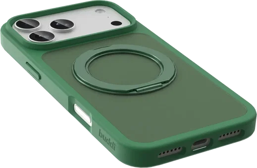 Buddi Frost Apple iPhone 17 Pro Hoesje MagSafe Ring Stand Matte Groen afbeelding 6