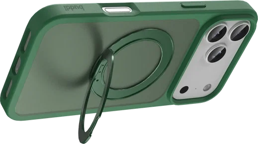Buddi Frost Apple iPhone 17 Pro Hoesje MagSafe Ring Stand Matte Groen afbeelding 8