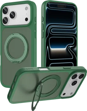 Buddi Frost Apple iPhone 17 Pro Hoesje MagSafe Ring Stand Matte Groen