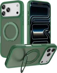 Buddi Frost Apple iPhone 17 Pro Hoesje MagSafe Ring Stand Matte Groen afbeelding