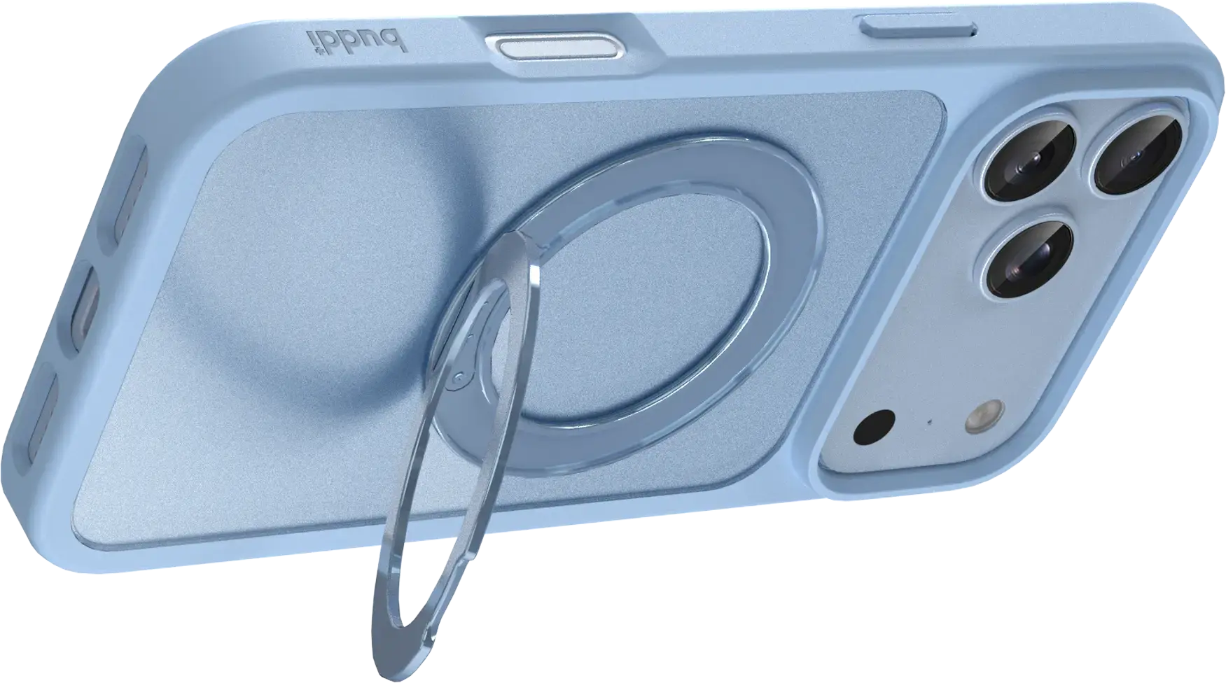 Buddi Frost Apple iPhone 17 Pro Hoesje MagSafe Ring Stand Matte Licht Blauw afbeelding 8