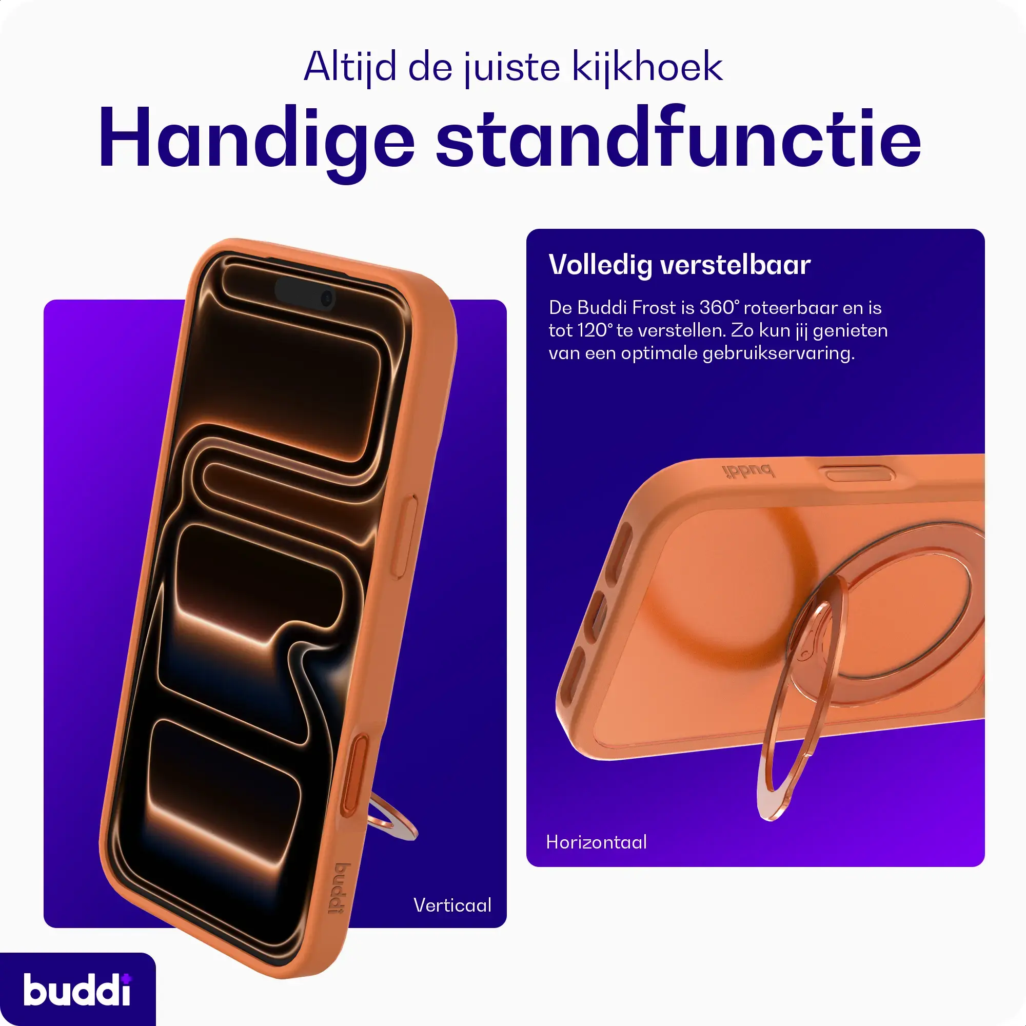 Buddi Frost Apple iPhone 17 Pro Hoesje MagSafe Ring Stand Matte Oranje afbeelding 2